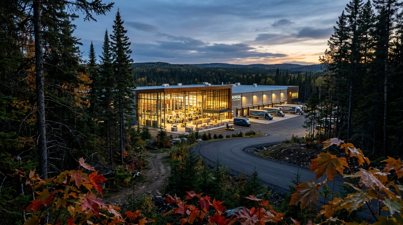 BorealMart Fulfillment Center in the Canadian Boreal Forest